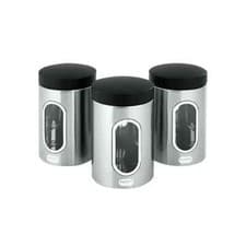 Image of Kitchen Canisters Set of 3 Silver Stainless Steel 508453