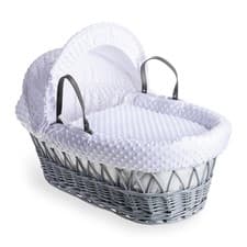 Image of Clair de Lune Dimple Grey Wicker Moses Basket 1 Count (Pack of 1), White