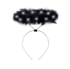 Image of Black Light Up LED Fluffy Halo Angel Head Band Angel Fairy Xmas Fancy Dress