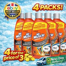 Image of Mr Muscle Drain Unblocker Sink Drain Cleaner Fast Acting Heavy Duty Drain Gel UK