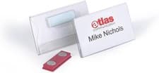Image of Durable Name Badge 40 x 75mm with Magnet Transparent - Pack of 25 Badges