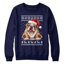 Image of Christmas English Bulldog Sweatshirt For Kid Dog Owner Kids Jumper Day Festiv...