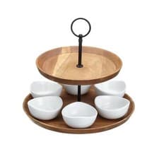 Image of KitchenCraft Artesa Two Tier Appetiser Serving Set