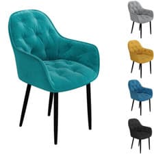 Image of SET OF 4 ANIKA MODERN VELVET DINING CHAIR PADDED SEAT METAL LEGS KITCHEN