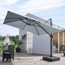 Image of 3M Offset Sun Roma Parasol Cantilever Umbrella 360° Rotation Cross Weight Base