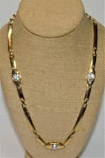 Image of ANNE KLEIN Goldtone Polished Clear Rhinestones 20" Necklace w Rpund AK Logo