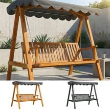 Image of 3 Seater Garden Swing Seat with Canopy, Outdoor Hammock Bench Refurbished