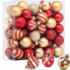 Image of Christmas Tree Decorations Set,4Cm 50 Pcs Red Gold Christmas Tree Decorations,Ch