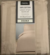 Image of Sateen Stripe Duvet Set - 300 Thread Count , 100% Cotton - Double
