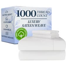 Image of 1000 Thread Count 4 Piece Sheet Set, Luxury 100% Cotton Sateen by CGK Linens
