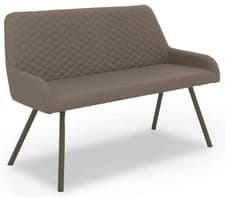 Image of Ion High Back Dining Bench, Light Brown PU with Sandy Black Metal Legs