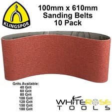 Image of Klingspor Sanding Belts 100 x 610mm Belt Sander Sheets Sandpaper 10 Pack LS309XH