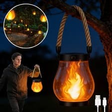 Image of Rechargeable LED Solar Flame Light Dancing Flame Garden Lantern For Outdoor