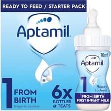 Image of Aptamil 1 First Infant Milk Ready to Use 6x70ml Starter Pack Baby Formula Birth