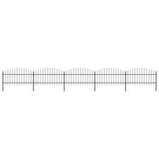 Image of Garden Fence with Spear Top Steel (1-1.25)x8.5 m Black vidaXL