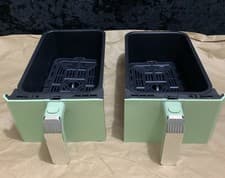 Image of A Pair Of Boxes Of Swan Dual Basket Air Fryer-Retro, 8L, 1.7KW, Green, SD10519G