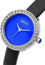 Image of BRAND NEW IN BOX OASIS BLUE FACE DIAMANTE LADIES QUARTZ WRISTWATCH + NEW BATTERY