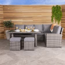 Image of Charles Bentley 6 Seater Multifunctional Casual Rattan Dining Set - Light Grey