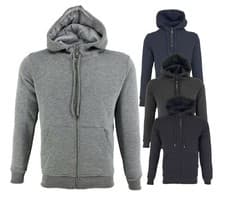 Image of Mens Zip Up Hoodie Plain Hoody Fleece Pullover Zipper Sweatshirt Top Warm Hooded
