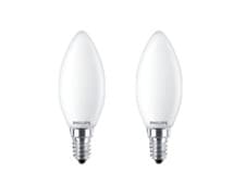 Image of PHILIPS LED 2w Candle Bulb Warm White E14 SES B35 25w Halogen replacement 2 pack