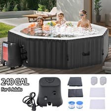 Image of SLSY 6 Person Octagon Inflatable Hot Tub 130Air Jet Large Hot Tub 77"x77"x25"