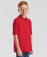 Image of Fruit of the Loom Kids PolyCotton Pique Polo Shirt RED SIZE 12-13 SURPLUIS STOCK