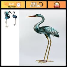 Image of Large Metal Crane Sculpture Pair - Elegant Garden Bird Ornament for Patio & Lawn