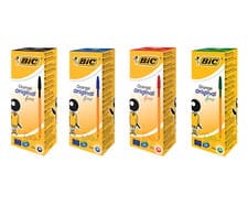 Image of Bic Orange Pens Fine BLACK BLUE RED GREEN Ballpoint pens *SELECT QTY FREE P&P*