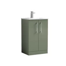 Image of Nuie Arno Satin Green 500mm 2 Door Vanity Unit and Minimalist Ceramic Basin - AR