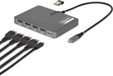 Image of StarTech USB-C Quad DisplayPort Dock 4K120 140W PD Mac M1-M5 USB4 Thunderbolt
