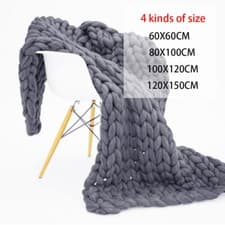 Image of Luxury Warm Chunky Wool Yarn Knitted Thick Blanket Sofa Throw Bed Throw All Size