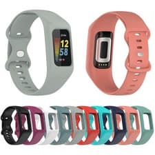 Image of For Fitbit Charge 5 4 3 Replacement Rugged Armor Silicone Band w/ Bumper Case