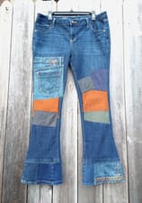 Image of Womens PATCH JEANS Earthy Patches Pocket Flares 16