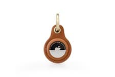 Image of Airtag Case Keyring Genuine Leather with Brass Key Tag Apple Airtag Holder