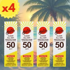 Image of Malibu Clear All Day Protection SPF 50 Sunscreen Spray x4 Pack Bundle 4 Bottles