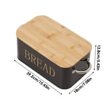 Image of 39cm Large Bread Bin with Bamboo Lid Loaf Storage Container Kitchen Countertop