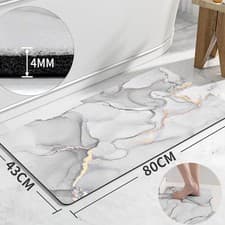 Image of Marble Bath Mat Non Slip Shower Anti-Slip Cushioned Highly Absorbent Home Pad UK