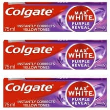 Image of 3 x Colgate Max White Purple Whitening Toothpaste 75ml
