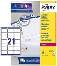 Image of 210x Avery Ultragrip Self-Adhesive White Labels L7160 MP7160 (21 x 10 A4)