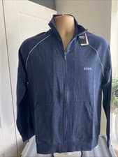 Image of HUGO BOSS MIX N MATCH ZIP THROUGH LOGO JACKET IN MEDIUM BLUE SZ SM BNWT RRP £79