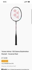 Image of Yonex Astrox 100 Game Badminton Racket - Kurenai Red Used Once