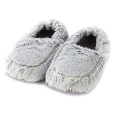 Image of Heatable Microwavable Slippers Womens Foot Warmer One Size Grey Marshmallow