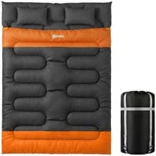 Image of Outsunny Double Sleeping Bag with 2 Pillows, 220 x 160cm Sleeping Bag