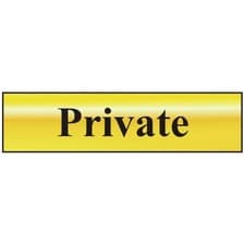 Image of AS4722 - ASEC `Private` 200mm x 50mm Gold Self Adhesive Sign - 1 Per Sheet