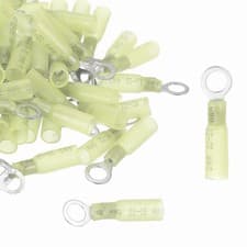 Image of 100pcs Heat Shrink Ring Connector #10" Ring Terminals 12-10 Gauge, Yellow