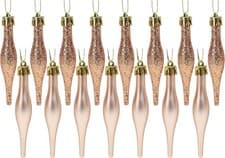 Image of 10 DROPLET BAUBLES CHRISTMAS TREE DECORATIONS DECORATION GLITTER ICICLES BAUBLE