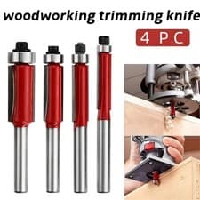 Image of UK 4Pcs 1/4'' Shank Top Bearing Flush Router Trim Pattern Bit Set Milling Cutter