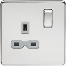 Image of 13A Single Gang DP Switched Plug Socket Screwless Knightsbridge
