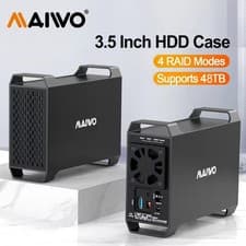 Image of MAIWO Dual Bay Raid Enclosure for 3.5" SATA HDD Hard Drive Case with Cooling Fan
