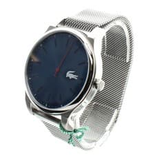 Image of Lacoste Mens Silver Watch Mesh Strap Blue Dial 2010966 Kyoto Watches For Him